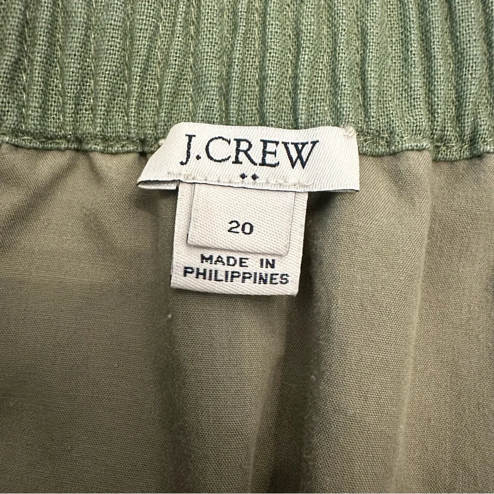 J Crew Green Scalloped Hem Mini Skirt Size 20 Preppy Linen Blend Pockets Boho - Picture 6 of 8
